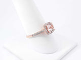 Morganite & Diamond Halo Engagement Ring In 10k Rose Gold 2.6 Grams Size 8.25 Fw0426lcrdu