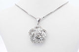 2.00cttw 18k White Gold Diamond Cluster Floral Pendant With 14k White Gold Box Chain 18 Inch 7.4 Grams Eb0426pprdu