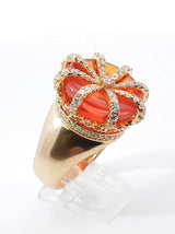 2.15 Cttw Diamond & 10k Gold & Cabochon Crown Ring 21.1 Gram Sz 11 Fw1025llirdu