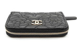 Chanel Camellia Black Leather Zip Wallet Eb0626oxzde