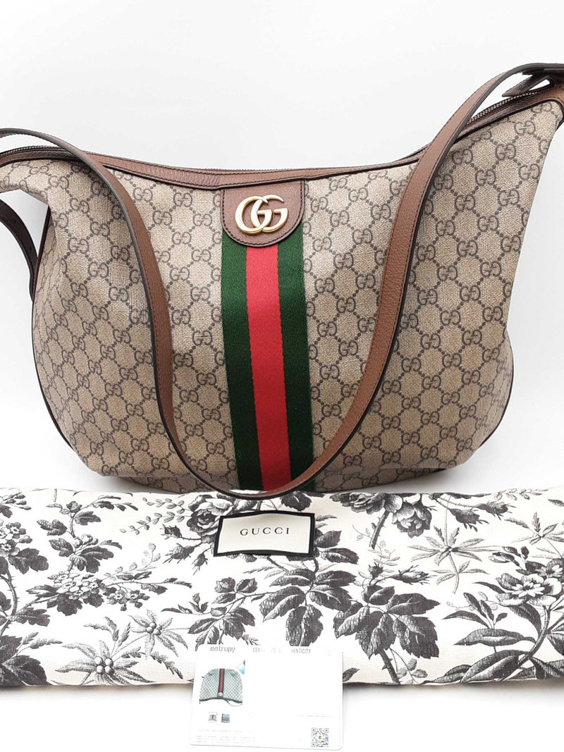 Gucci Gg Supreme Canvas Ophidia Web Hobo Shoulder Bag Eb1024ixzdu