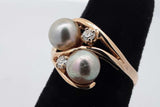 Pearl & Diamond Ring In 14k Yellow Gold 4.7 Grams Size 6.5 Eb0826wrxsa