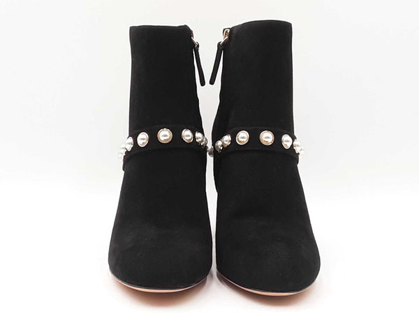 Kate Spade Stunner Faux Pearl Booties In Black Suede Size Us 9.5b Fw0725ixdu