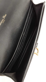 Christian Dior Saddle Wallet With Chain In Black Leather Fw1025pzxdu