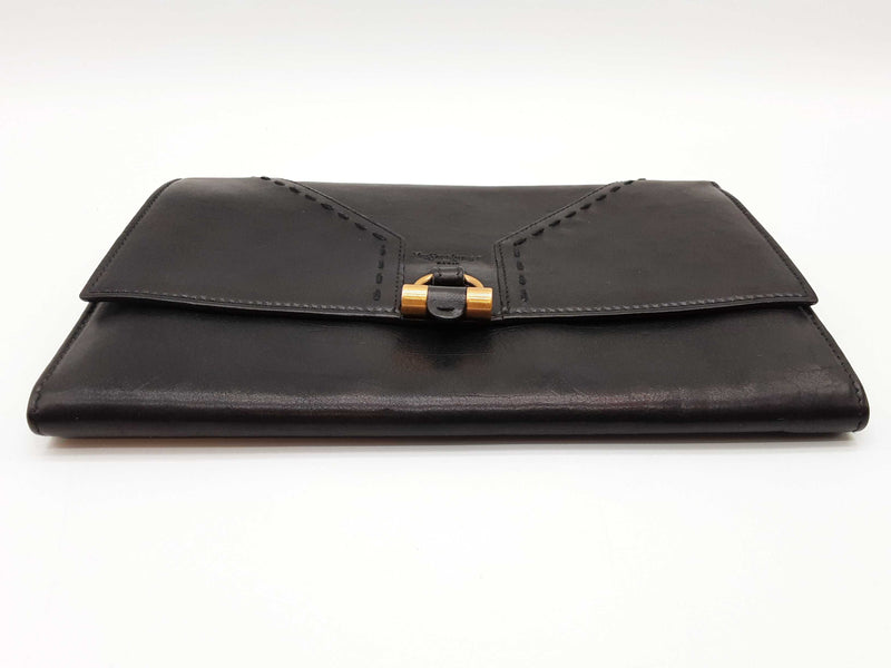 Yves Saint Laurent Ysl Black Leather Travel Wallet Clutch Do1025lorde