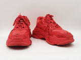 Balenciaga Triple S Sneakers In Red Allover Logo Faux Leather Size 8 Fw0926lrxdu