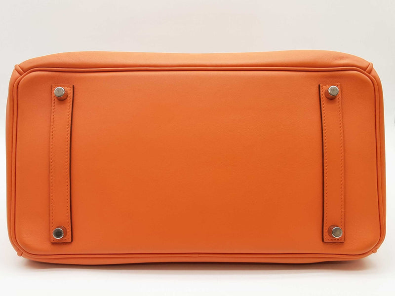 Hermes Birkin 35 Orange Swift Palladium Hardware Handbag Do0725irxzde