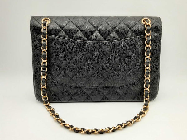 Chanel Black Quilted Caviar Leather Jumbo Classic Double Flap Bag Fw1224prxzsa