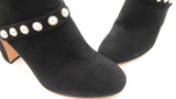 Kate Spade Stunner Faux Pearl Booties In Black Suede Size Us 9.5b Fw0725ixdu