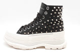 Alexander Mcqueen Tread Slick Spikes Black Leather Sneakers Size 42 Eb0626crde