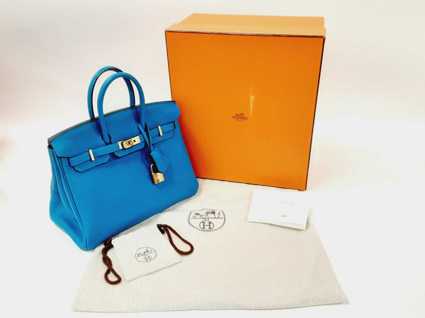 Hermes Birkin 25 Blue Zanzibar Togo Gold Hardware Handbag Dolezxzde 144020004591