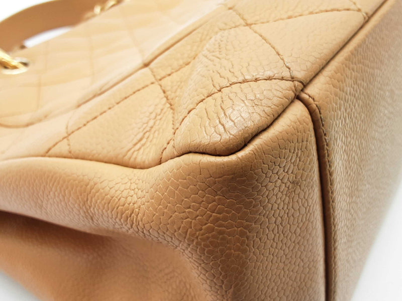 Chanel Caramel Beige Quilted Caviar Leather Shopping Tote Bag Do0725loxzde