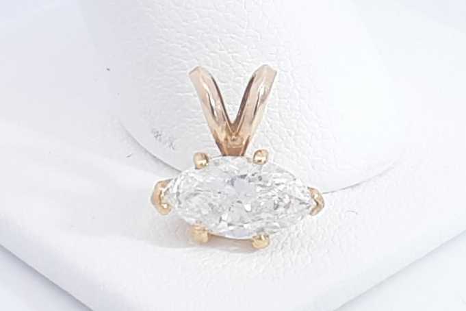 Approx. 1.50ctw Marquis Diamond Pendant In 18k Yellow Gold 1.27g Eb0224lpxzsa