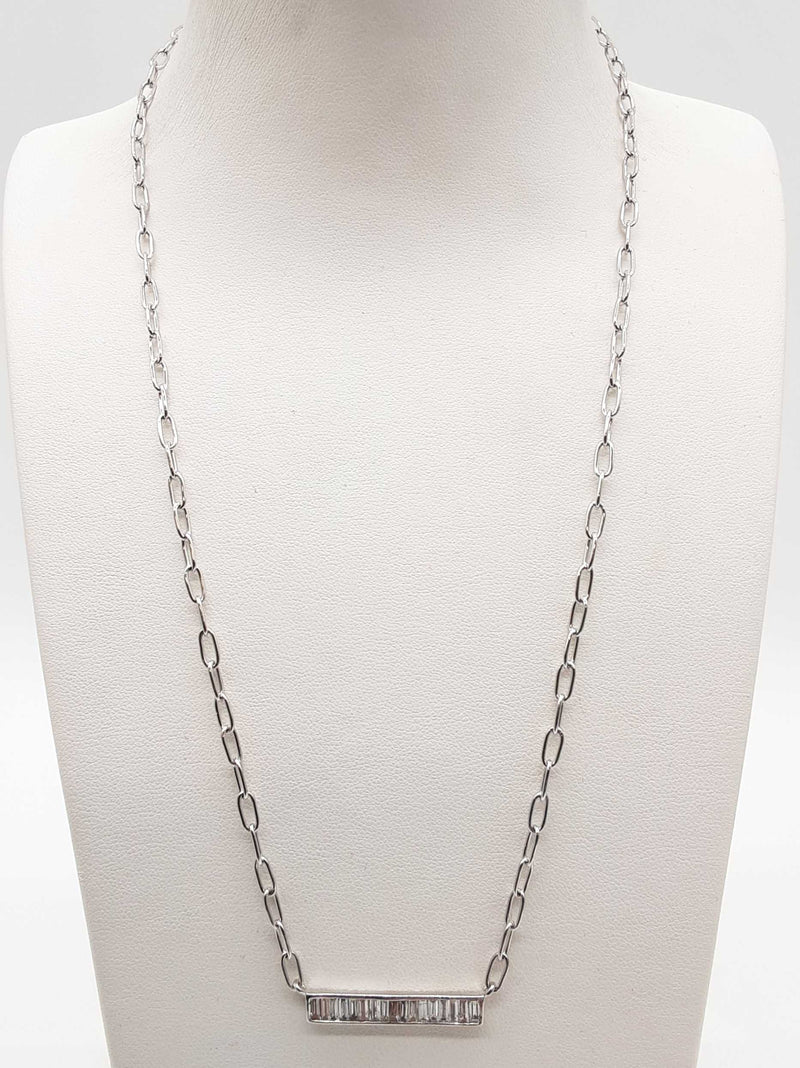 0.80 Cttw Lab Grown Diamonds 0.925 Silver 6.7g Bar Pendant Chain 19 In Do0525srde