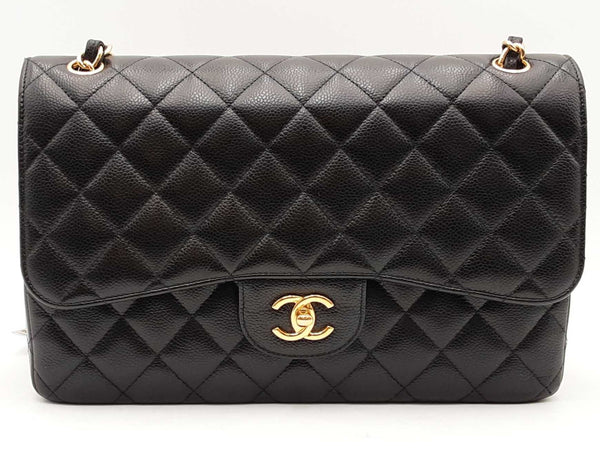 Chanel Classic Double Flap Caviar Jumbo Black Handbag Aa0725rrxz