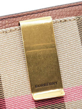 Burberry Money Clip Card Case In House Check Canvas & Leather Fw0726lzxdu