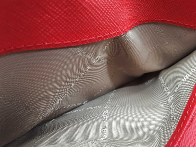 Michael Kors Red Leather Double Zip Bifold Wristlet Tech Wallet Do1025lrde