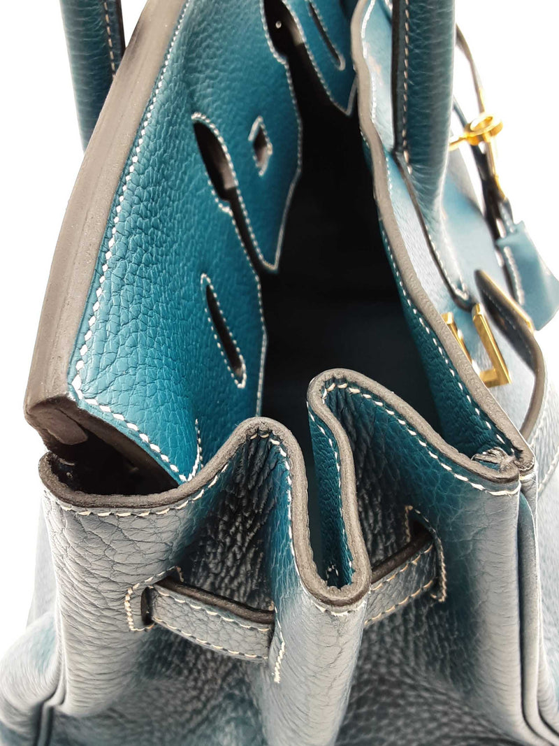 Hermes Birkin 35 Thalassa Blue Clemence Gold Hardware Handbag Do0825sxzxde