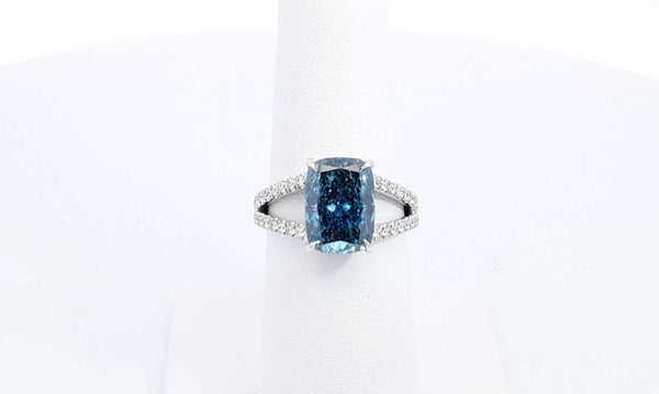 14k White Gold 3.72ctw Lab Grown Blue Diamond Ring Size 6.5 Ebpesrdu144010027961