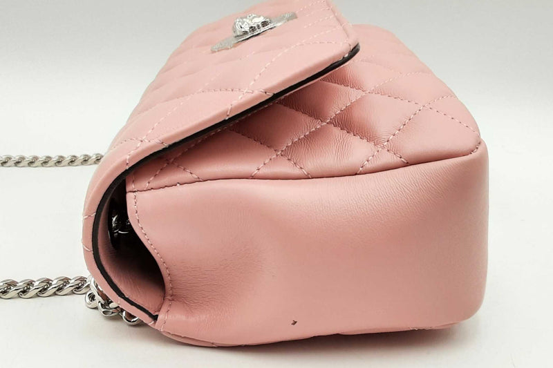 Versace Quilted Pink Leather Medusa Shoulder Bag Eb0824wxzsa