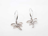 Diamond & 14k White Gold Dragonfly Leverback Earrings 1.6 Grams Fw0826lzxdu