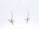 Diamond & 14k White Gold Dragonfly Leverback Earrings 1.6 Grams Fw0826lzxdu