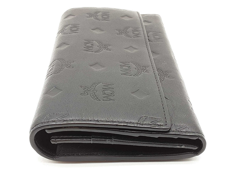 Mcm Black Embossed Logo Leather Continental Trifold Wallet Do0825crde