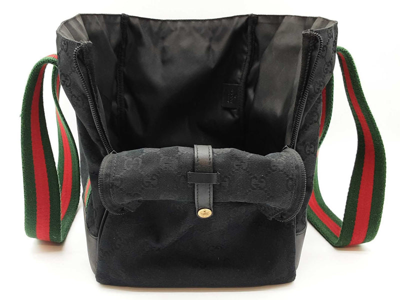Gucci Black Gg Canvas Web Pet Tote Bag Do0525wxzde