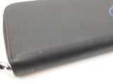 Prada Blue Logo Black Saffiano Leather Zip Wallet Do1025orxde