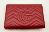 Gucci Gg Marmont Matelasse Red Leather Wallet On Chain Shoulder Bag Eb0125wxzsa