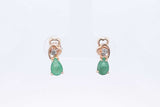 Green Gemstone & Diamond Stud Earrings In 10k Yellow Gold 1.5 Grams Eb0724wxsa