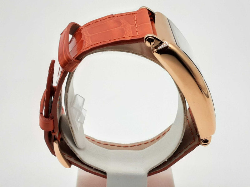 Frank Muller 30 Long Island 18k Rose Gold Orange Band Quartz Watch Do0924wxzxde