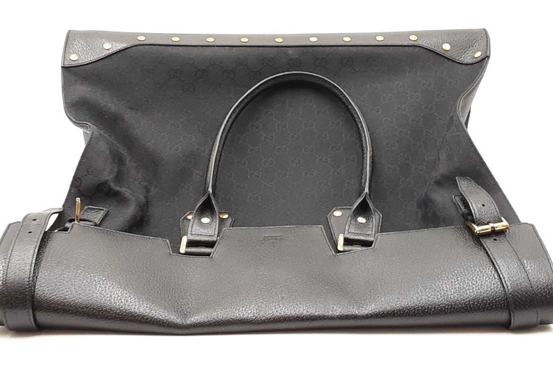 Gucci Black Gg Canvas/leather Travel Tote Bag Sd0925rzxdu