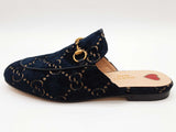 Gucci 475094 Princetown Gg Blue Velvet Mule Slides Size Eu 37 Do0925oxzde