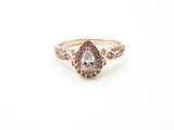 14k Rose Gold Pear Cut Diamond Ring Size 6.5 Do0923rxzde