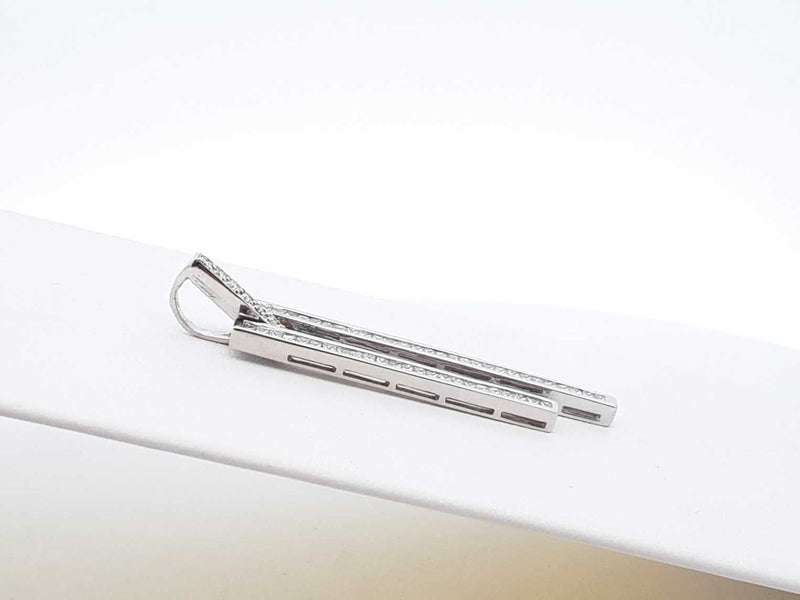 2.26 Diamond Cttw 18k White Gold Tuning Bar Pendant 6.4 Grams Fw0925rcrdu