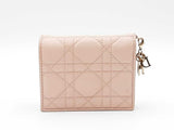 Christian Dior Lady Dior Gardenia Wallet In Pink Cannage Lambskin Fw0626lrxdu