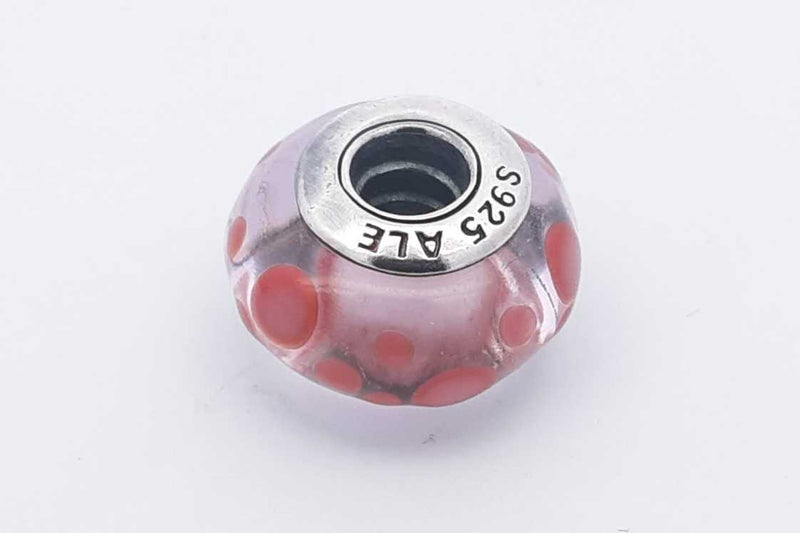 Pandora Pink Murano Glass Charm 925 Sterling Silver 3.6 Grams Eb0425isa