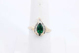 Green Gemstone & Diamond Ring In 10k Yellow Gold 3 Grams Size 7.25 Eb0924ixsa