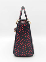 Christian Dior "I Love Paris" Medium Lady Dior Bag In Navy Leather Fw0926lwxzdu