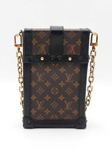Louis Vuitton Vertical Trunk In Monogram Coated Canvas & Black Leather Fw0726rxzdu