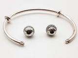 Pandora Moments Open Pave Clear Stone Caps Bangle Bracelet 6.5 In Do0826rde