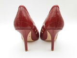 Burberry Aubri 100 Red Crocodile Embossed Leather Heels Size 40 Do0624lxzde