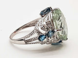 Green Quartz Center Stone 14k White Gold 6.4g Ring Size 8 Do0426wrxde