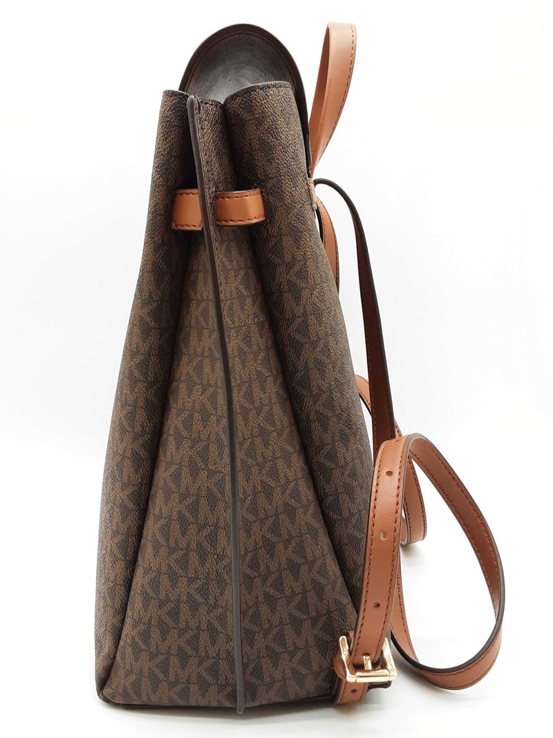 Michael Kors Emilia Brown Signature Coated Canvas Leather Backpack Do0325rxde