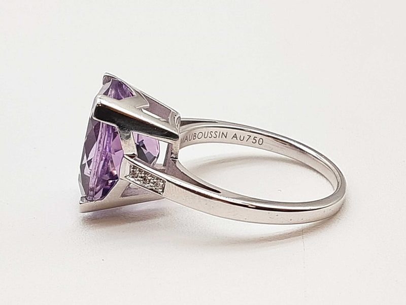 Synthentic Amethyst 18k White Gold 6.1g Ring Size 7.5 Do0725wxzde