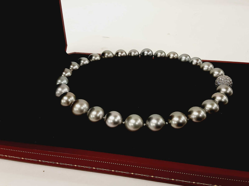 Cartier Tahitian Grey Pearl Platinum Diamond Necklace Doprxzxde 144020003681