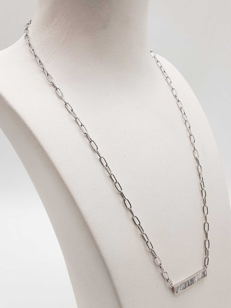 0.80 Cttw Lab Grown Diamonds 0.925 Silver 6.7g Bar Pendant Chain 19 In Do0525srde