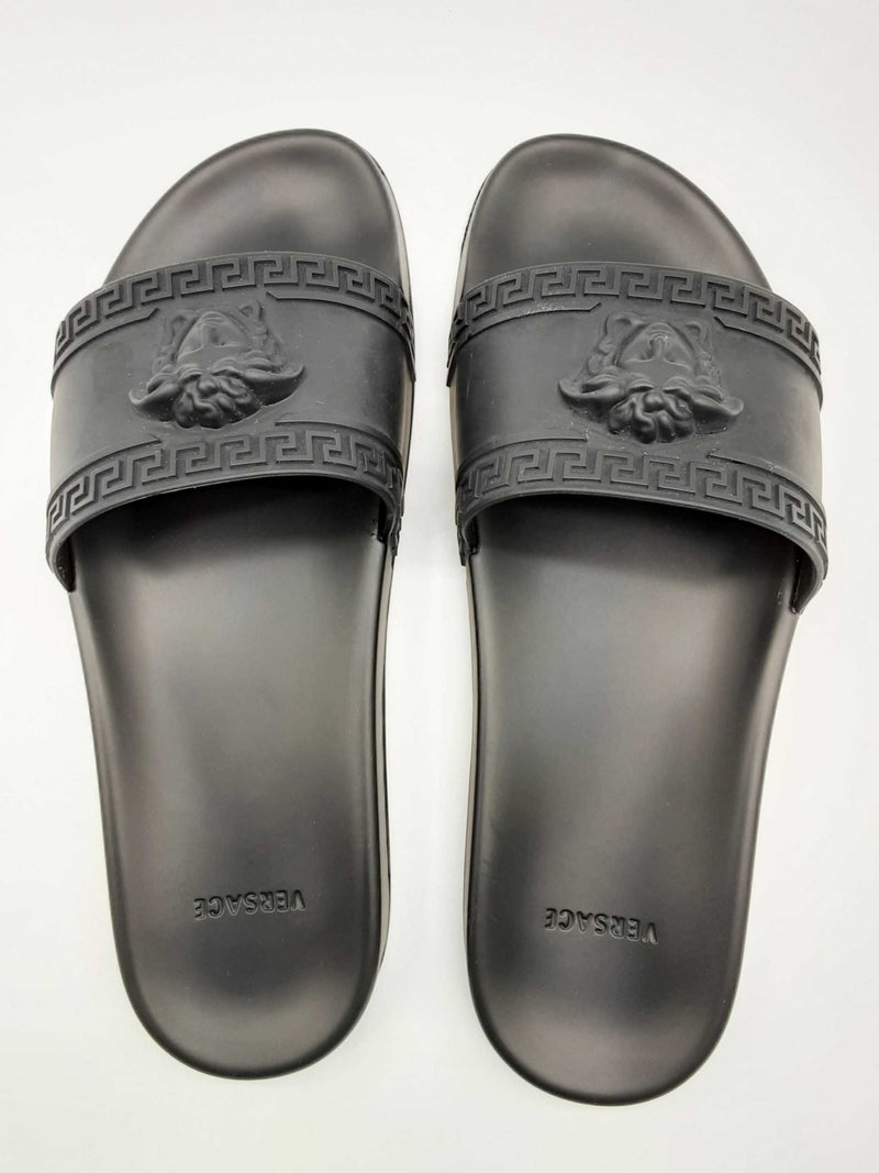 Versace Medusa Plaque Black Rubber Slides Eu 43 Do0125lxzde