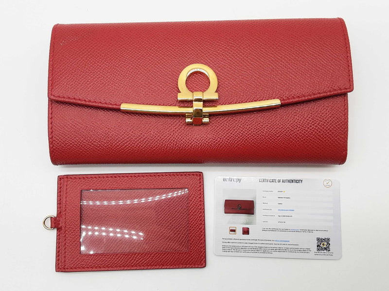 Salvatore Ferragamo Gancini Red Leather Continental Wallet